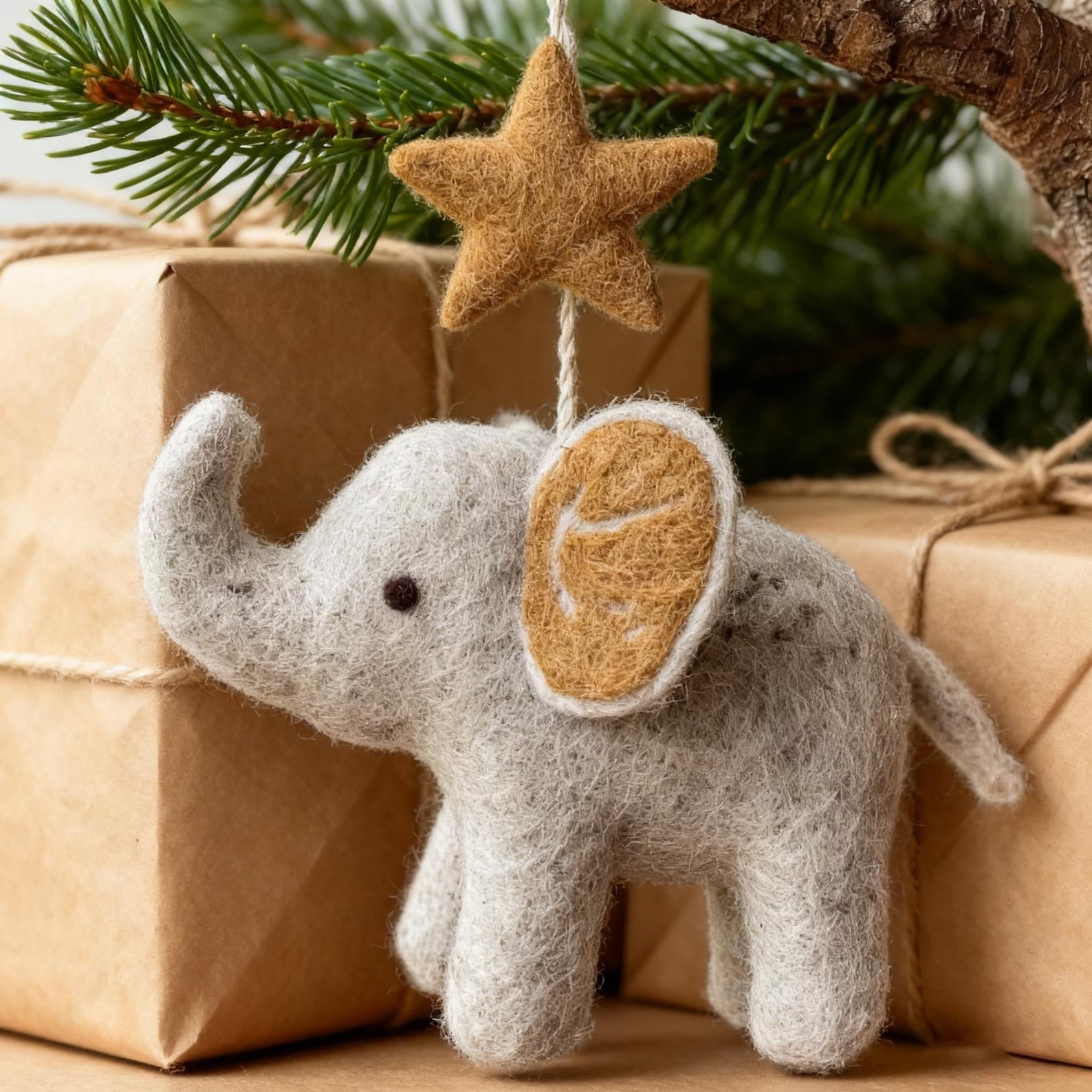 Personalisierte Wollfilz-Elefantenfigur für Weihnachten für Zuhause 15