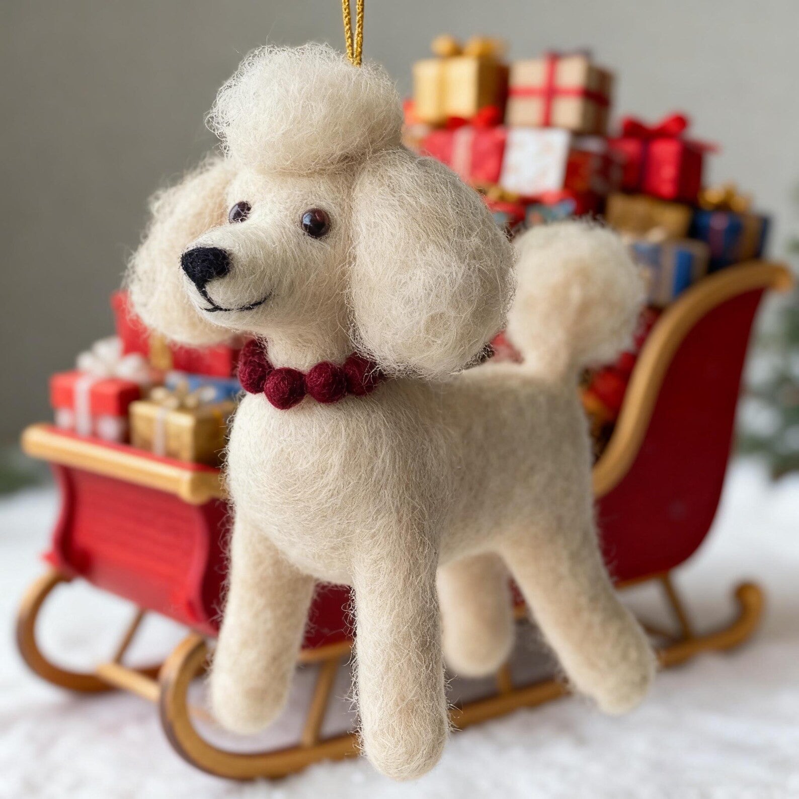Personalisierte Wollfilz-Pudelanhänger für Kinder für Weihnachten 07